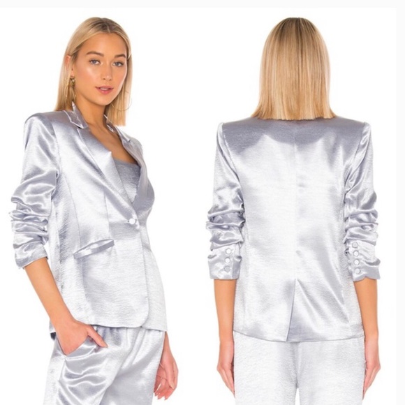 cinq a sept Jackets & Blazers - 5a7 cinq a sept Metallic silver pantsuit